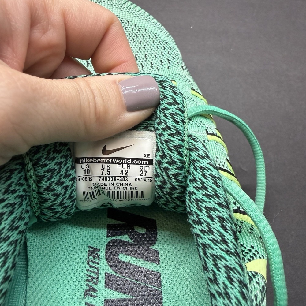 Nike Women Shoe Air Zoom Odyssey Size 10 Sneaker Athletic Running Green Yellow - Picture 10 of 11